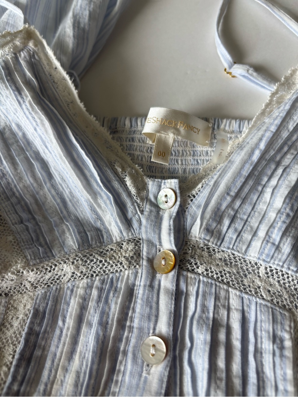 LoveShackFancy Pale Blue Lace-Trim Maxi Dress - Picture 7 of 10